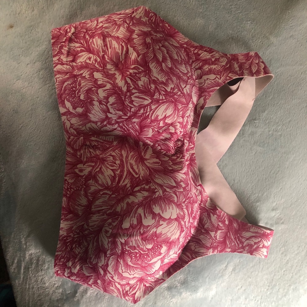 Pink floral lulu lemon sports bra